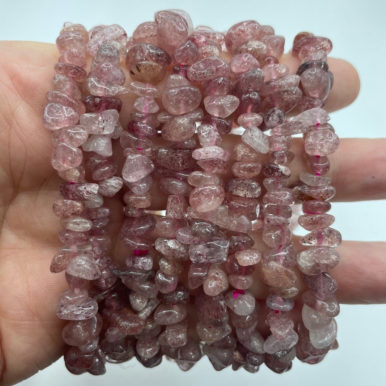 Strawberry Quartz Drilled Chips Stretch Bracelet - RockZ Sourcing Hub