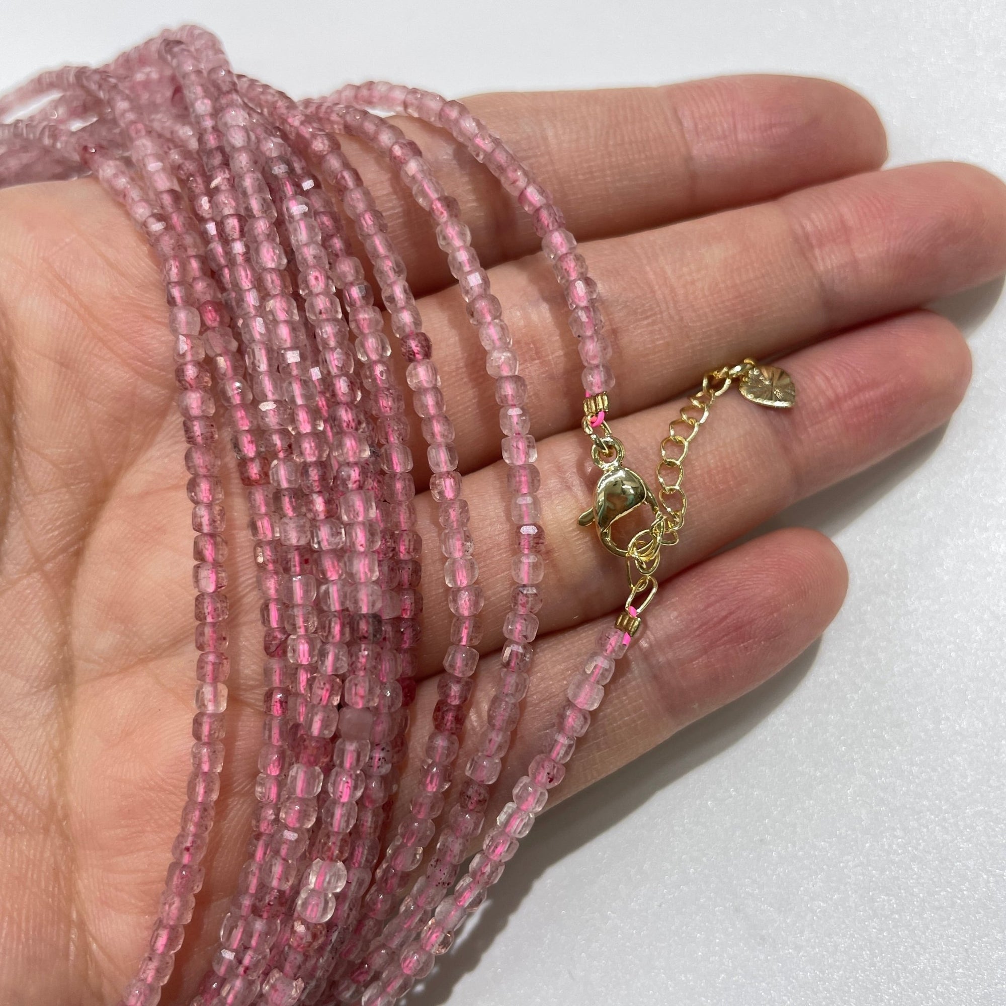 Strawberry Quartz Micro Faceted Cube Collar Necklace - RockZ Sourcing Hub