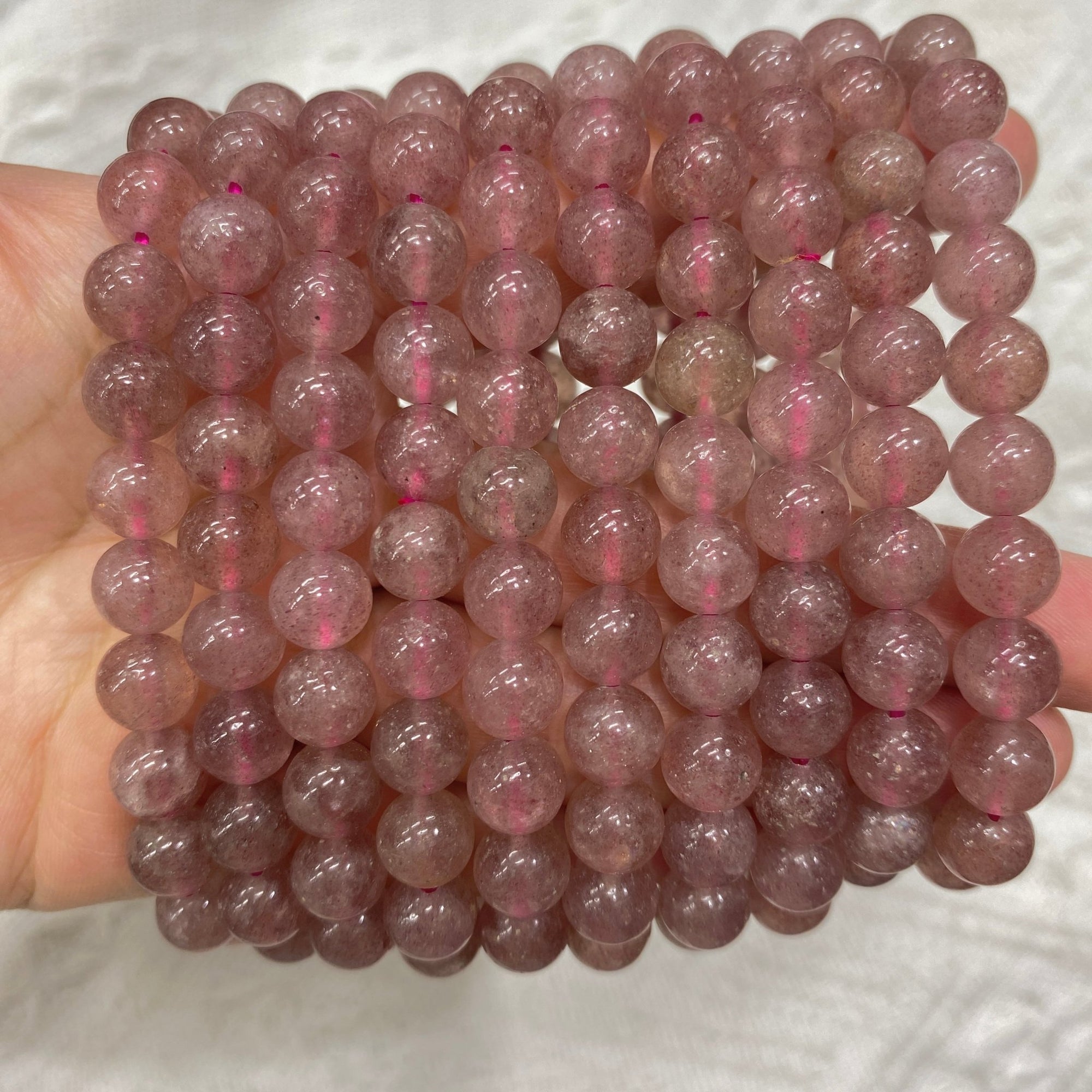 Strawberry Quartz Round Bead Stretch Bracelet - RockZ Sourcing Hub