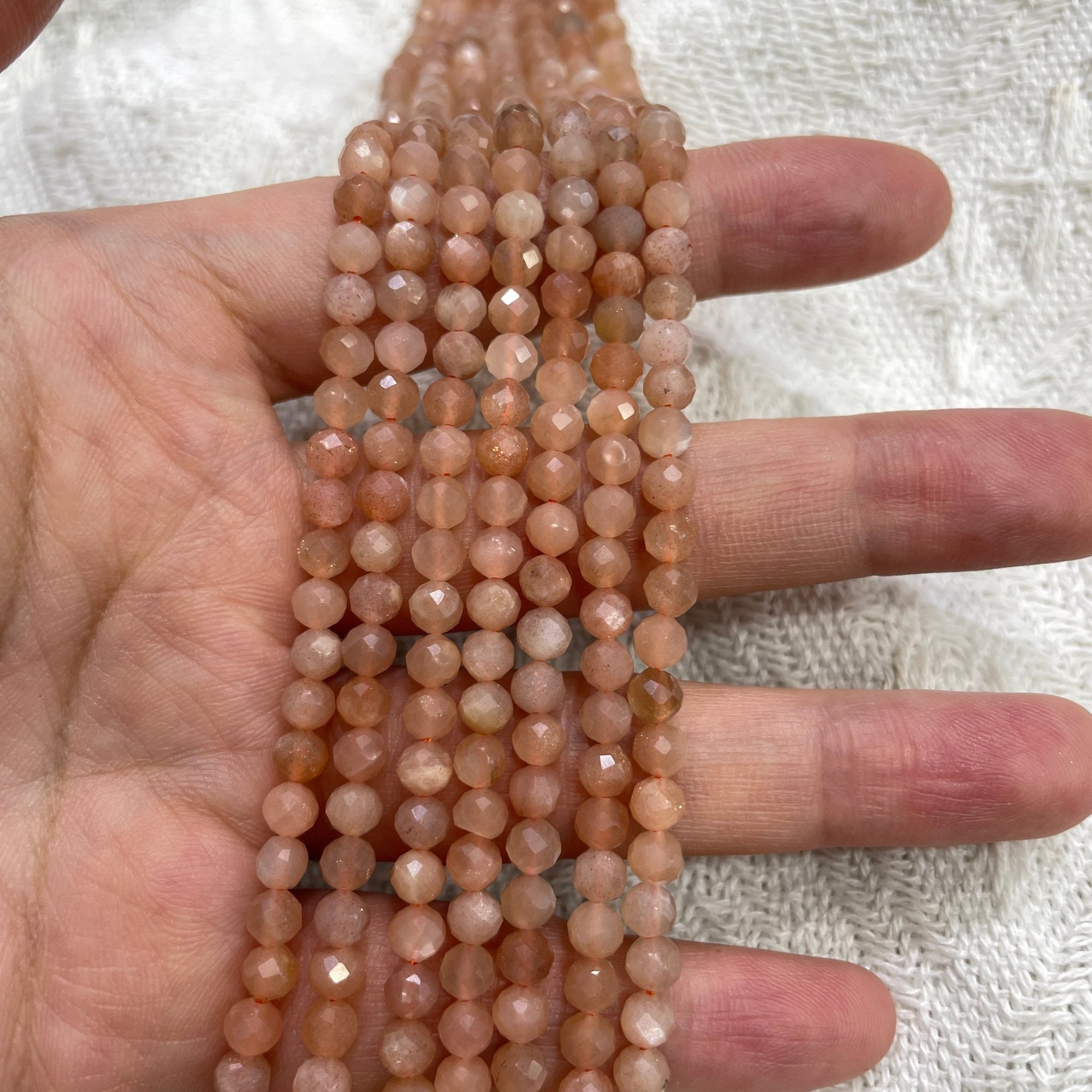 Sun&Moonstone Faceted Bead Strand - RockZ Sourcing Hub