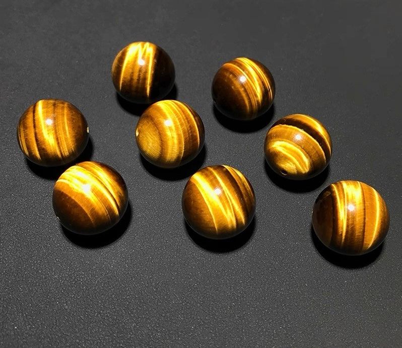 AAA Grade Golden Brown Tiger's Eye Round Bead Stretch Bracelet