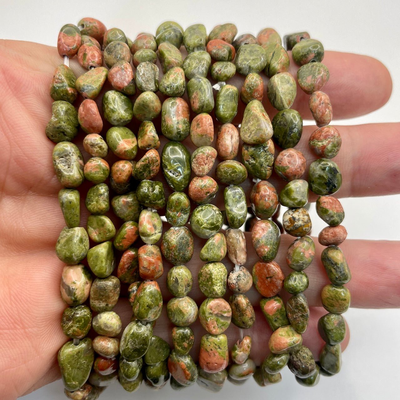 Unakite Jasper Drilled Nugget Stretch Bracelet - RockZ Sourcing Hub