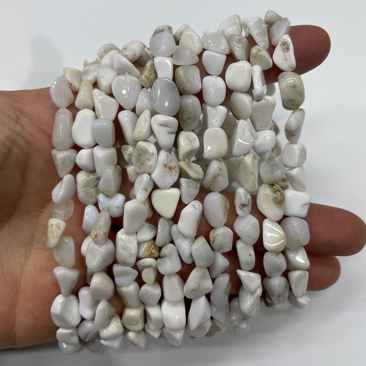 White Agate Drilled Nugget Stretch Bracelet - RockZ Sourcing Hub