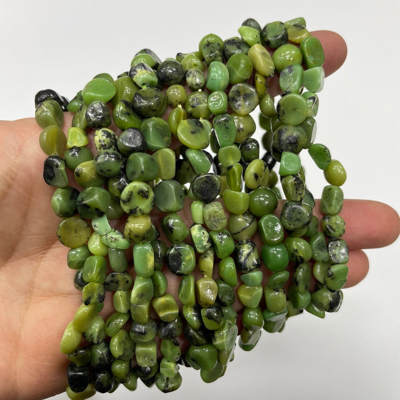 Xiushan Jade Drilled Nugget Stretch Bracelet - RockZ Sourcing Hub