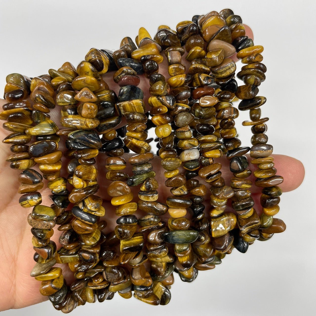 Yellow Tiger's Eye Drilled Chips Stretch Bracelet - RockZ Sourcing Hub